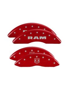 MGP 4 Caliper Covers Engraved Front RAM Engraved Rear RAMHEAD Red finish silver ch - 55002SRMHRD