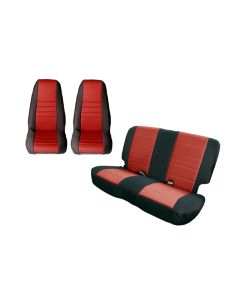 Rugged Ridge Seat Cover Kit Black/Red 80-90 Jeep CJ/YJ - 13290.53