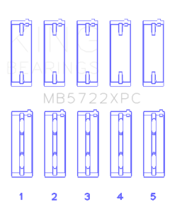 King Engine Bearings Mitsubishi 4B11T EVO X 2007+ (Size 0.5) Coated Performance Main Bearing Set - MB5722XPC0.5