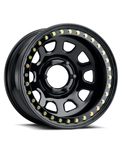 Raceline RT51 Daytona Rock 15x8in/6x139.7 BP/-19mm Offset/107.95mm Bore - Gloss Black Beadlock Wheel - RT5158060