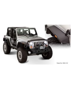 Bushwacker 07-18 Jeep Wrangler Flat Style Flares 4pc Fits 2-Door Sport Utility Only - Black - 10919-07