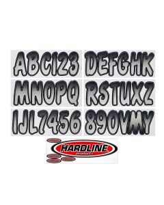 Hardline Boat Lettering Registration Kit 3 in. - 200 Silver/Black - SIBKG200