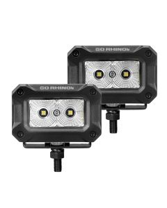 Go Rhino Xplor Bright Series Rectangle LED Flood Light Kit (Surface/Thread Std Mnt) 3x2 - Blk (Pair) - 751003023FBS