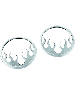 Kuryakyn Flame Speaker Grills For 14-Up Touring Models Chrome - 7374