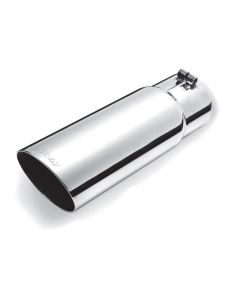 Gibson Round Single Wall Angle-Cut Tip - 3.5in OD/3in Inlet/12in Length - Stainless - 500360