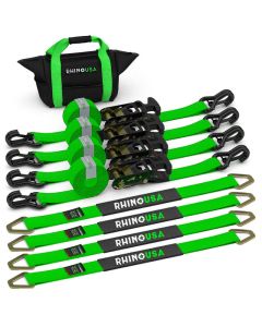 Rhino USA Heavy Duty Vehicle Tie Down Kit- Green - 2IN-HDKIT-GRN