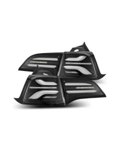 AlphaRex 17-22 Tesla Model 3 PRO-Series LED Tail Lights Jet Black w/Seq Sig - 601010