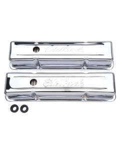 Edelbrock Valve Cover Signature Series Chevrolet 1959-1986 262-400 CI V8 Tall Chrome - 4649