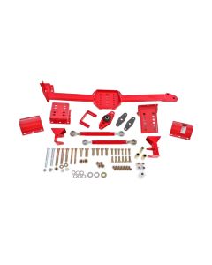 BMR 05-14 S197 Mustang Body Mount Watts Link Rod End/Poly w/ Adj. Axle Clamps - Red - WL006R