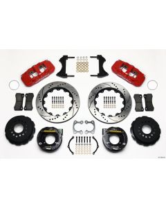 Wilwood AERO4 Rear P-Brake Kit 14.00in Drilled Red Small Ford 2.66in Offset - 140-10946-DR