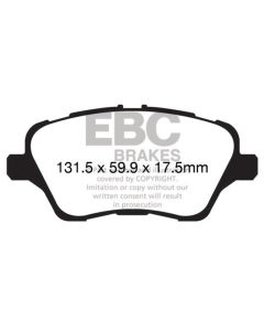 EBC 13+ Ford Fiesta 1.6 Turbo ST Ultimax2 Front Brake Pads - UD1730