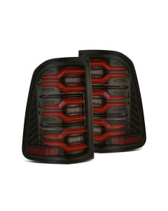 AlphaRex 19-21 Dodge Ram 1500 Luxx-Series LED Tail Lights Black/Red w/Activ Light/Seq Signal - 640050