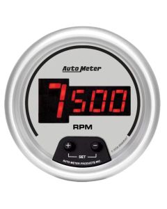 AutoMeter Gauge Tach 3-3/8in. 10K RPM In-Dash Digital Silver Dial W/ Red Led - 6597