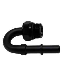 DeatschWerks 8AN ORB Male to 3/8in Male EFI Quick Connect Adapter 180-Degree - Anodized Matte Black - 6-02-0116-B