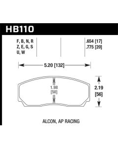 Hawk AP CP3307 / CP5040-5S4 / CP5200 (SC250) Caliper HT-10 Race Brake Pads - HB110S.654