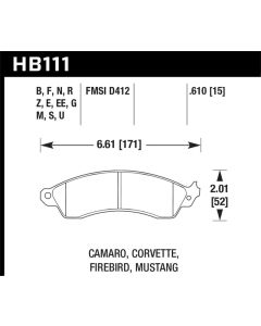 Hawk 1991 Chevrolet Camaro 3.1L Heritage Edition Performance Package Front ER-1 Brake Pads - HB111D.610