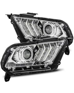 AlphaRex 10-12 Ford Mustang LUXX LED Proj Headlights Plank Style Chrome w/Activ Light/Seq Signal - 880117
