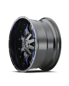 Mayhem 8015 Warrior 18x9 / 5x127 BP / 18mm Offset / 87mm Hub Black w/ Prism Blue Wheel - 8015-8952BTB18