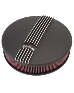 Edelbrock Air Cleaner Classic Series Round Aluminum Top Cloth Element 14In Dia X 3 9In Black - 41173