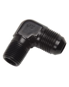 Russell Performance -6 AN to 1/4in NPT 90 Degree Flare to Pipe Adapter (Black) - 660823