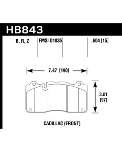 Hawk 2016 Cadillac CTS DTC-70 Front Race Brake Pads - HB843U.604