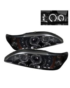 Spyder Ford Mustang 94-98 1PC Projector LED Halo Amber Reflctr LED Smk PRO-YD-FM94-1PC-AM-SMC - 5010414