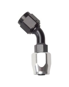 Russell Performance -6 AN Black/Silver 45 Degree Full Flow Hose End - 610093