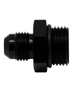 DeatschWerks 8AN ORB Male to 6AN Male Flare Adapter (Incl O-Ring) - Anodized Matte Black - 6-02-0401-B