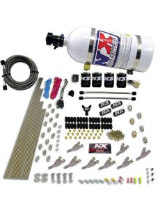 Nitrous Express STD Nozzle Nitrous Kit (200-500HP) Gas w/Dist Block & 4 Solenoids w/10lb Bottle - 80018-10