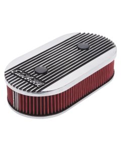 Edelbrock Air Cleaner Elite II Oval Dual-Quad Carbs 2 5In Red Element Polished - 4272