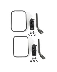 Rugged Ridge 97-18 Jeep Wrangler Textured Black Rectangular Stubby Trail Mirror Kit - 11025.22
