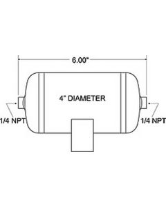 Firestone Air Tank 0.25 Gallon 4in. x 6in. (2) 1/4in. NPT Ports 150 PSI Max - Black (WR17609166) - 9166