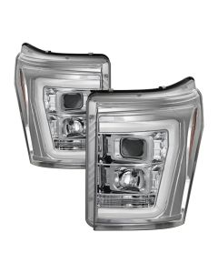 Spyder 11-16 Ford F-250/F-350 V2 Projector Headlights - Light Bar DRL - Chrome PRO-YD-FS11V2-LB-C - 5084705