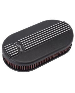 Edelbrock Air Cleaner Classic Series Oval Aluminum Top Cloth Element 17 5In X 9 35In X 3 9In Black - 41153