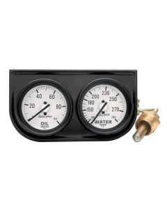 Autometer AutoGage Two-Gauge Console 2-1/16in Mech 0-100 PSI Oil Press/100-280 Deg Water Temp-Black - 2326
