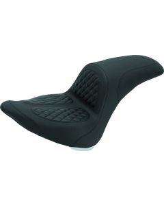 Mustang 06-17 Harley Softail Wide Tire (200mm) Fastback 1PC Seat w/Diamond Stitch - Black - 76982