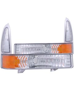 ANZO 2000-2004 Ford Excursion Euro Parking Lights Chrome w/ Amber Reflector - 511039