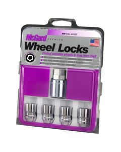 McGard Wheel Lock Nut Set - 4pk. (Cone Seat) M12X1.25 / 19mm & 21mm Dual Hex / 1.28in. L - Chrome - 24154