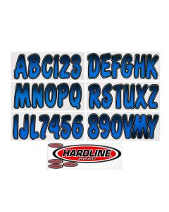 Hardline Boat Lettering Registration Kit 3 in. - 200 Blue/Black - BLBKG200