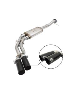 aFe Rebel Exhausts 3in SS Cat-Back 09-14 Ford F-150 4.6/5.0/5.4L w/ Black Tips - 49-43080-B