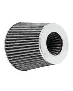 K&N Universal Filter Chrome Round Tapered White - 4in Flange ID x 1.125in Flange Length x 5.5in H - RG-1001WT