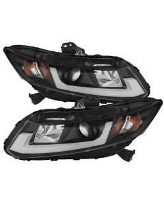 Spyder 12-14 Honda Civic (Excl. 2014 Coupe) Projector Headlights Lgtbr DRL Black PRO-YD-HC12-DRL-BK - 5076519