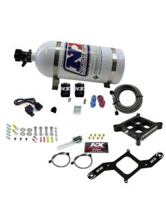 Nitrous Express 4150 Single Entry Billet Crossbar Nitrous Plate Kit (50-300HP) w/10lb Bottle - 63040-10