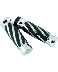 Bikers Choice 81-17 XL & Big Twin Dual Cable Chrome & Black Twisted Grips Pr - 498415