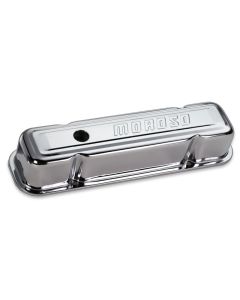 Moroso Pontiac 301-455 Valve Cover - w/Baffles - Stamped Steel Chrome Plated - Pair - 68281