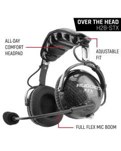 Rugged Radios AlphaBass Carbon Fiber Headset for STEREO and OFFROAD Intercoms Over The Head - H28-STX