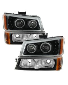 xTune Chevy Silverado 03-06 Projector Headlights 4pcs - LED Halo - Black PRO-JH-CSIL03-SET-BK - 9036774