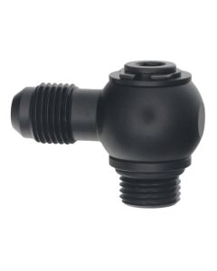 DeatschWerks 6AN ORB Male to 6AN Male Flare Low Profile 90-Degree Swivel - Anodized Matte Black - 6-02-0415-B