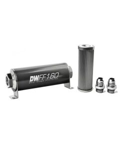 DeatschWerks Stainless Steel 10AN 10 Micron Universal Inline Fuel Filter Housing Kit (160mm) - 8-03-160-010K-10