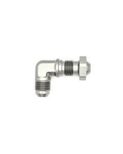 DeatschWerks 8AN Male Flare To 8AN Male Flare Bulkhead Adapter 90-Degree (Incl. Nut) - 6-02-0711